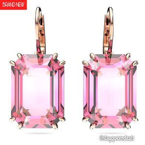 Octagon Cut Crystal Drop Earrings, Rose Gold Tone, 7/8 Inch Dangle